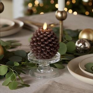 Luminara Pinecone Flameless Battery Operated LED Candles - 3.5" x 4", Dark Brown